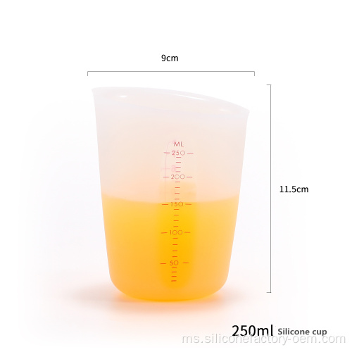 Silikon gred makanan 250ml 500ml cawan mengukur
